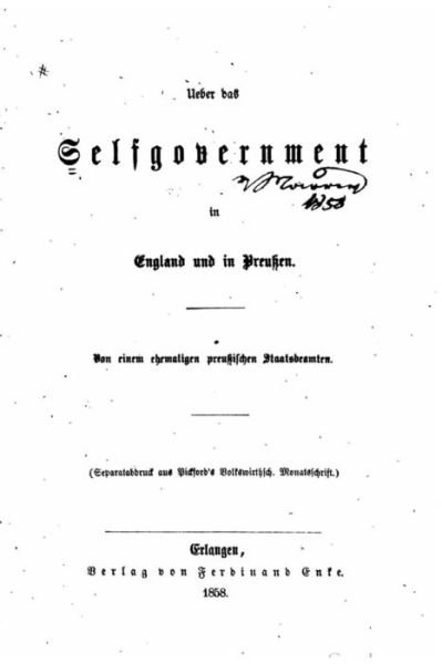 Cover for Ueber Das Selfgovernment in England Und · Ueber das Selfgovernment in England und in Preussen (Pocketbok) (2015)