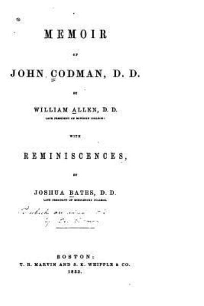 Cover for William Allen · Memoir of John Codman, D. D. (Paperback Book) (2016)