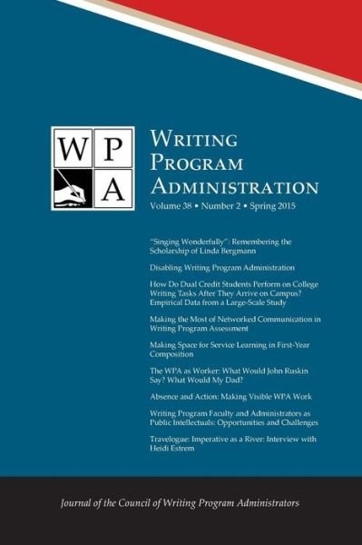 Cover for Council Writing Program Administrators · Wpa: Writing Program Administration 38.2 (Spring 2015) (Paperback Bog) (2015)