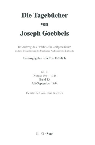 Juli - September 1944 - Jana Richter - Books - K. G. Saur - 9783598223099 - September 25, 1995