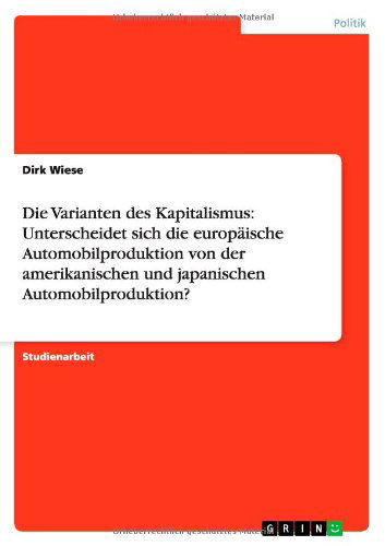 Cover for Wiese · Die Varianten des Kapitalismus: U (Paperback Book) [German edition] (2011)