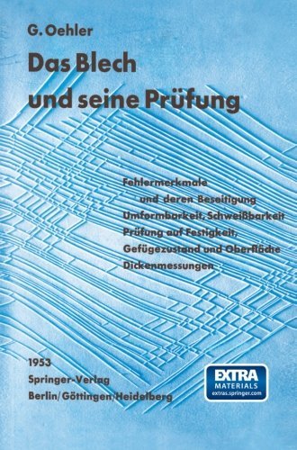 Cover for G Oehler · Das Blech Und Seine Prufung (Pocketbok) [German, Softcover Reprint of the Original 1st Ed. 1953 edition] (2012)