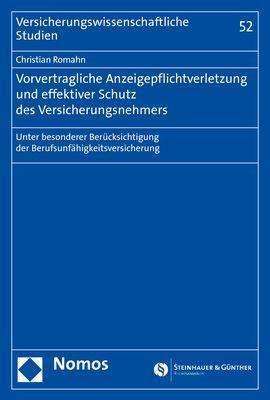 Cover for Romahn · Vorvertragliche Anzeigepflichtve (Book) (2020)
