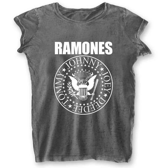 Ramones Ladies Burnout T-Shirt: Presidential Seal (Charcoal Grey) - Ramones - Fanituote -  - 5056368611100 - perjantai 7. helmikuuta 2020