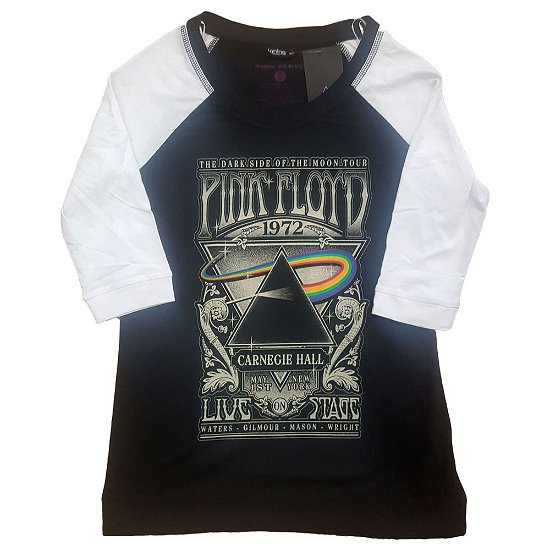 Cover for Pink Floyd · Pink Floyd Ladies Raglan T-Shirt: Carnegie Hall Poster (T-shirt) [size XS] [Black, White - Ladies edition]