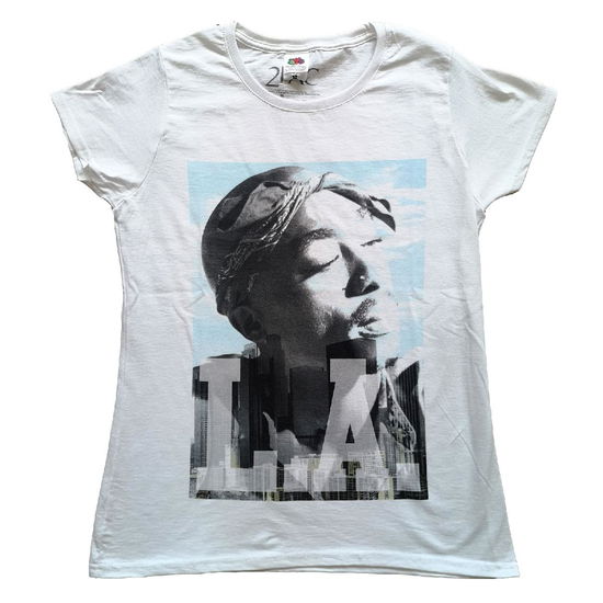 Tupac Ladies T-Shirt: LA Skyline - Tupac - Produtos -  - 5056368679100 - 