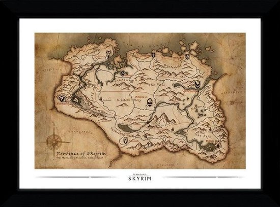 Skyrim: Map (30Mm Black) (Stampa In Cornice 50x70 Cm) - Skyrim - Merchandise -  - 5028486395101 - 