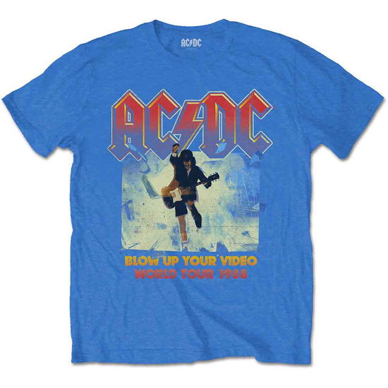 AC/DC Unisex T-Shirt: Blow Up Your Video (Mid Blue) - AC/DC - Produtos -  - 5056368614101 - 4 de março de 2020