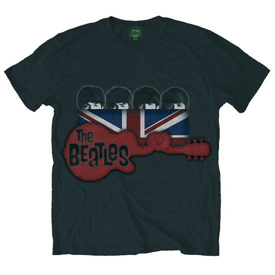 The Beatles Unisex T-Shirt: Guitar & Flag - The Beatles - Produtos - Apple Corps - Apparel - 5055295332102 - 