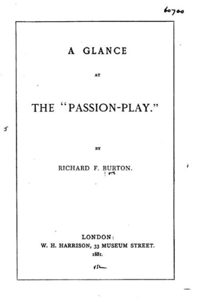 Cover for Richard F Burton · A Glance at the Passion-play (Paperback Book) (2015)