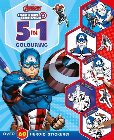 Marvel Avengers Captain America: 5 in 1 Colouring - With dot-to-dot, colour-by-numbers, copy colouring, and more! - Marvel Entertainment International Ltd - Boeken - Bonnier Books Ltd - 9781837950102 - 8 februari 2024