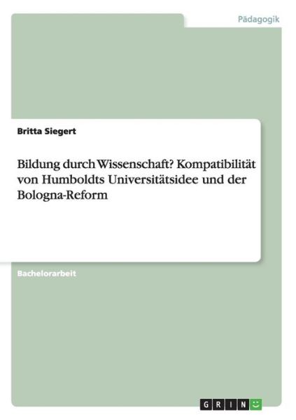 Cover for Siegert · Bildung durch Wissenschaft? Kom (Book) [German edition] (2014)