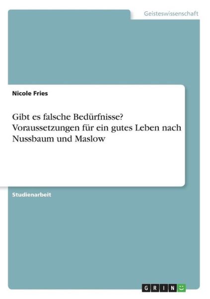 Cover for Fries · Gibt es falsche Bedürfnisse? Vora (Book)