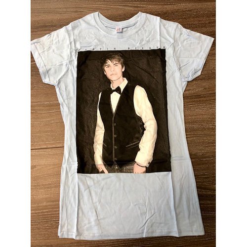 Cover for Justin Bieber · Justin Bieber Ladies T-Shirt: Tux (Ex Tour) (T-shirt) [size S] [Blue - Ladies edition]