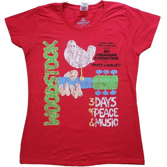 Cover for Woodstock · Woodstock Ladies T-Shirt: Vintage Classic Poster (T-shirt) [size XS] [Red - Ladies edition]