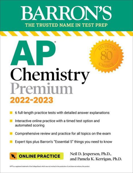 Cover for Neil D. Jespersen · AP Chemistry Premium, 2022-2023: Comprehensive Review with 6 Practice Tests + an Online Timed Test Option - Barron's Test Prep (Taschenbuch) [Tenth edition] (2021)