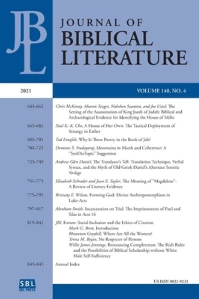 Cover for Mark G. Brett · Journal of Biblical Literature 140.4 (Paperback Book) (2021)