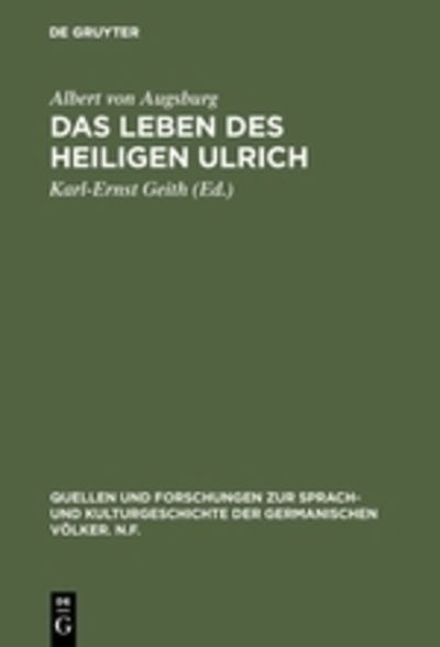 Cover for Berno Abbot of Reichenau · Das Leben des Heiligen Ulrich. (Book) (1971)
