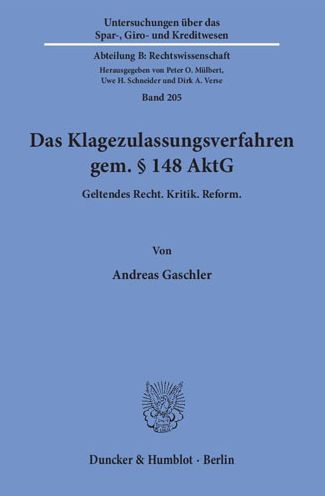 Cover for Gaschler · Das Klagezulassungsverfahren g (Book) (2016)