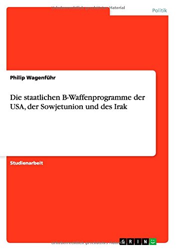 Cover for Wagenführ · Die staatlichen B-Waffenprogr (Book) [German edition] (2014)