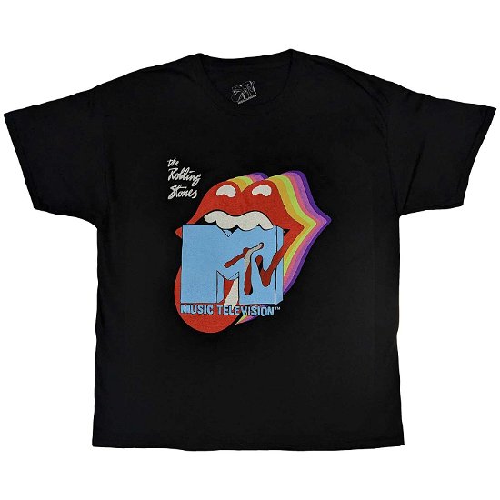 MTV Unisex T-Shirt: Rolling Stones Rainbow Shadow Tongue - MTV - Merchandise -  - 5056737219104 - 