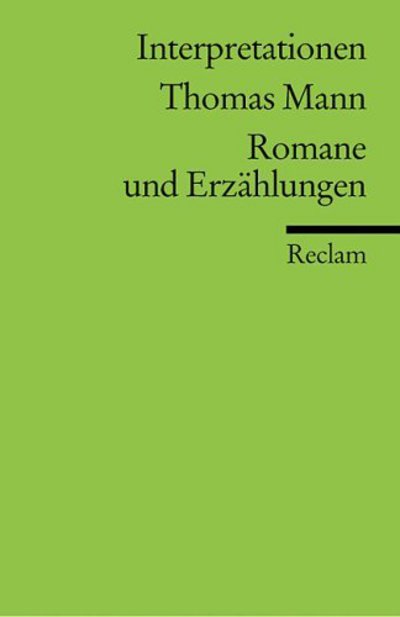 Reclam UB 08810 Mann.Romane u.Erzählung - Thomas Mann - Libros -  - 9783150088104 - 