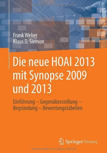Cover for Frank Weber · Die Neue Hoai 2013 Mit Synopse 2009 Und 2013: Einfuhrung - Gegenuberstellung - Begrundung - Bewertungstabellen (Taschenbuch) [2013 edition] (2013)