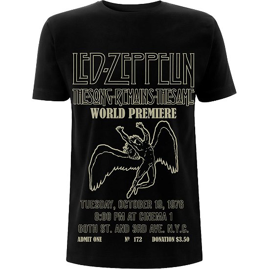 Cover for Led Zeppelin · Led Zeppelin Unisex T-Shirt: TSRTS World Premier (T-shirt) [size S] [Black - Unisex edition] (2020)