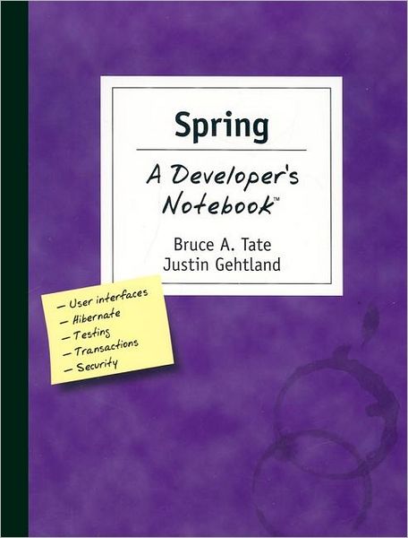 Spring - A Developer's Notebook - Bruce A Tate - Books - O'Reilly Media, Inc, USA - 9780596009106 - May 3, 2005