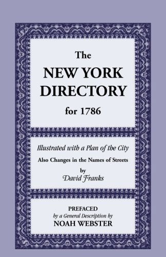 Cover for H J Sachs · New York Directory for 1786 (Paperback Book) (2013)