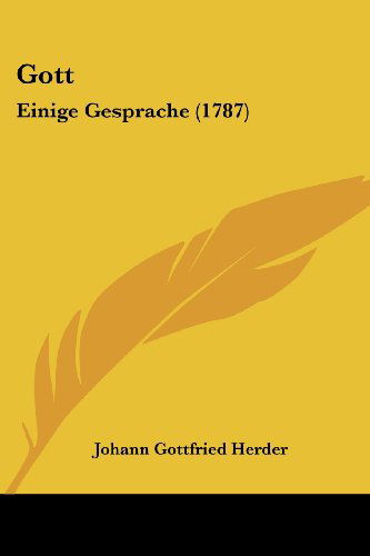 Cover for Johann Gottfried Herder · Gott: Einige Gesprache (1787) (Paperback Book) (2008)