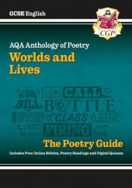 Cover for CGP Books · New GCSE English AQA Poetry Guide - Worlds &amp; Lives Anthology inc. Online Edition, Audio &amp; Quizzes: for the 2024 and 2025 exams (Paperback Bog) (2024)