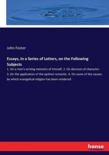 Cover for Foster · Essays, in a Series of Letters, (Bok) (2017)