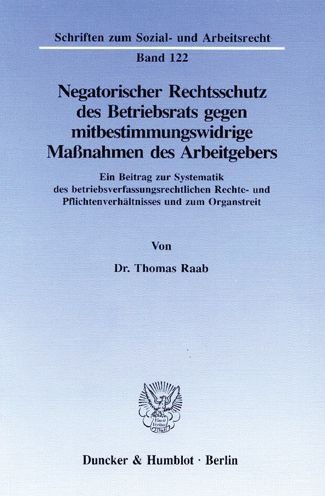 Cover for Raab · Negatorischer Rechtsschutz des Bet (Book) (1993)