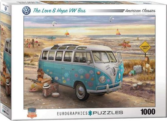1000 brikker, 48*68cm - Puslespil Love & Hope VW Bus - Board game -  - 0628136653107 - July 12, 2018