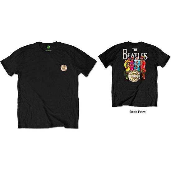 Cover for The Beatles · The Beatles Unisex T-Shirt: Sgt Pepper (Back Print / Retail Pack) (T-shirt) [size S] [Black - Unisex edition]