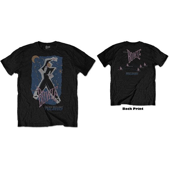 David Bowie Unisex T-Shirt: 83' Tour (Back Print) - David Bowie - Koopwaar -  - 5056170695107 - 