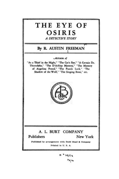 Cover for R Austin Freeman · The Eye of Osiris, A Detective Story (Paperback Bog) (2016)