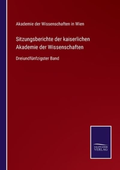 Cover for Akademie Der Wissenschaften in Wien · Sitzungsberichte der kaiserlichen Akademie der Wissenschaften (Paperback Book) (2021)