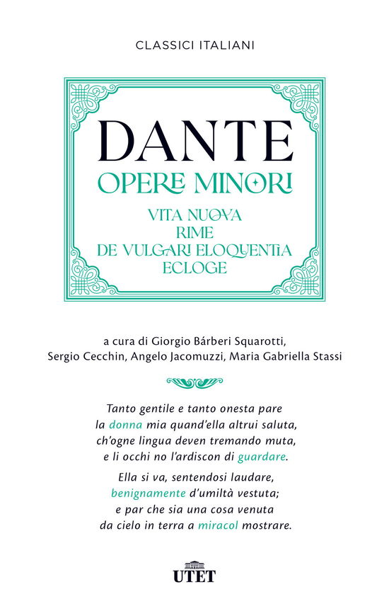 Cover for Dante Alighieri · Opere Minori: Vita Nuova-Rime-De Vulgari Eloquentia-Ecloge (Book)