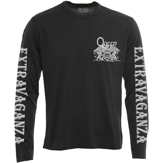 Queen Unisex Long Sleeve T-Shirt: Extravaganza (Sleeve Print) - Queen - Mercancía -  - 5056170698108 - 