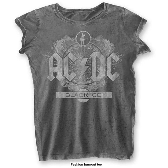 AC/DC Ladies T-Shirt: Black Ice (Burnout) - AC/DC - Marchandise -  - 5056561032108 - 
