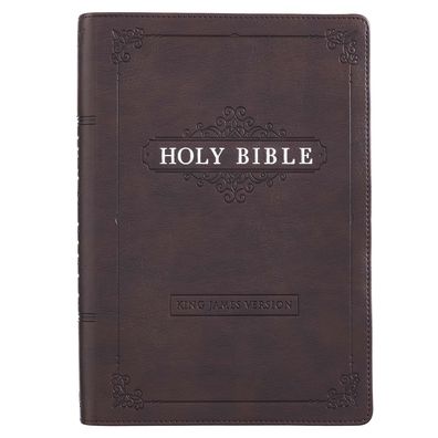 Cover for Dark Brown Faux Leather Giant Print Full-size King James Version Bible (Book) (2020)