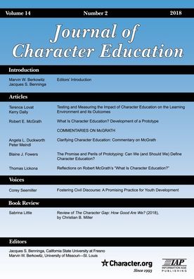 Cover for Jacques S Benninga · Journal of Character Education Volume 14 Issue 2 2018 (Paperback Book) (2018)