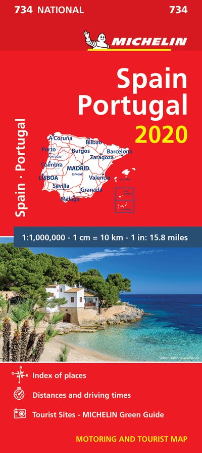 Cover for Michelin · Michelin National Maps: Spain &amp; Portugal 2020, Michelin National Map 734 (Hardcover Book) (2020)