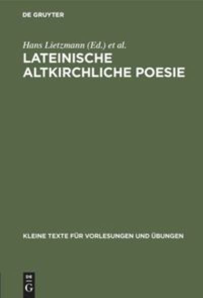 Cover for No Contributor · Lateinische altkirchliche Poesie (Hardcover Book) (1968)