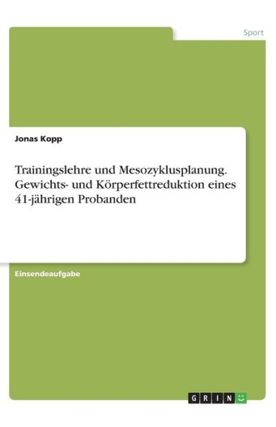 Cover for Kopp · Trainingslehre und Mesozyklusplanu (Book)