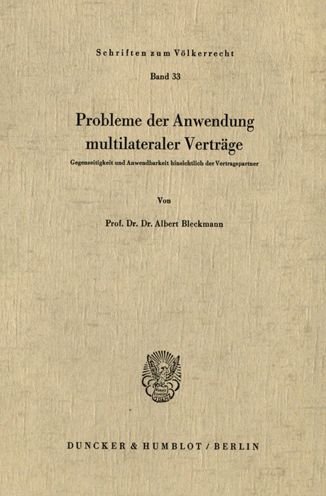 Cover for Bleckmann · Probleme der Anwendung multil (Bok) (1974)