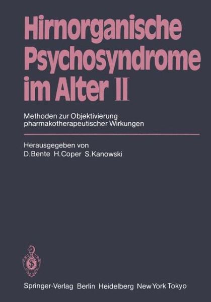 Cover for D Bente · Hirnorganische Psychosyndrome Im Alter (Paperback Book) (1985)