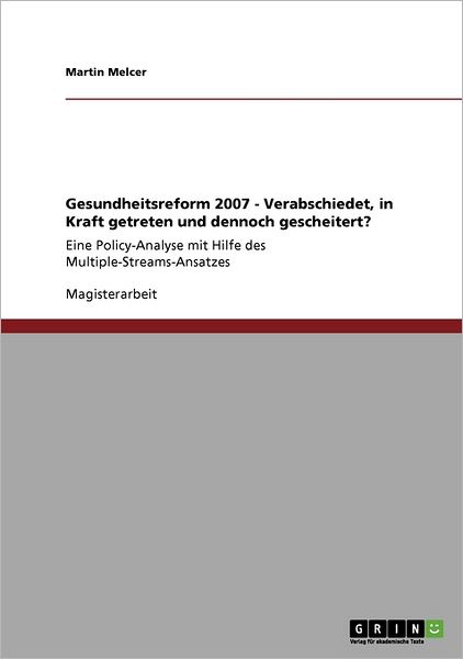 Cover for Melcer · Gesundheitsreform 2007 - Verabsc (Book) [German edition] (2008)